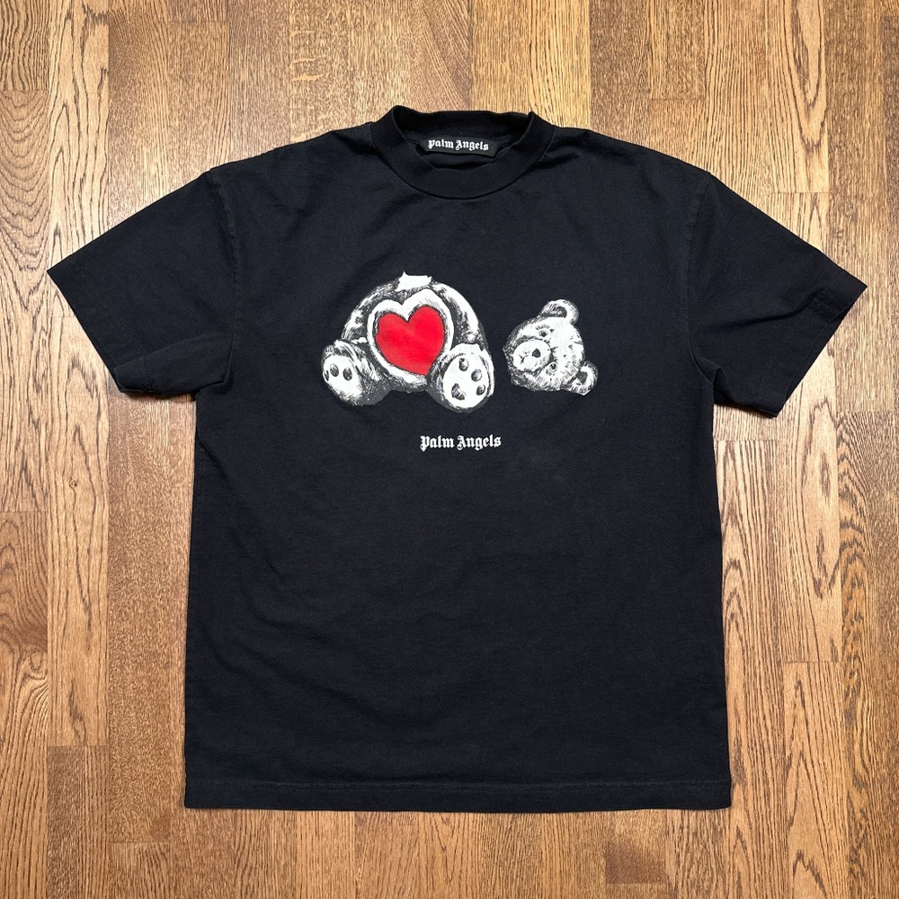 Palm Angels Headless Bear In Love Black Short Sleeve Cotton T Shirt Mens Large